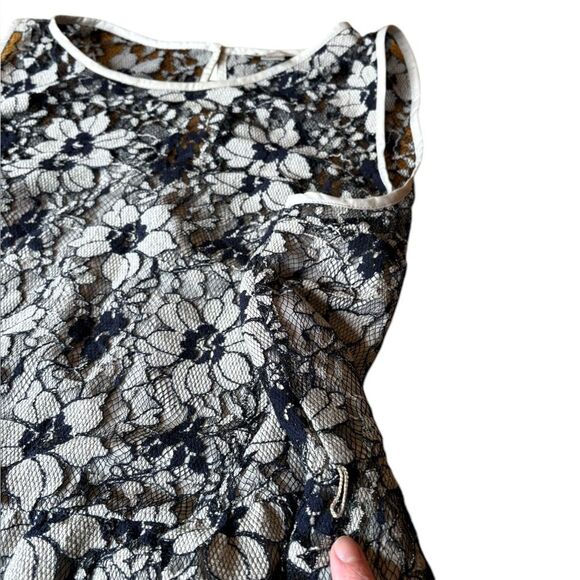 Ann Taylor LOFT Lace Sheath Dress Knee Length Sleeveless Womens 16 Black Beige - Picture 7 of 10